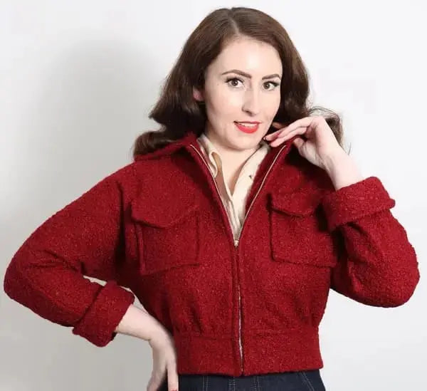 50s Retro Topper Jacket - burgundy