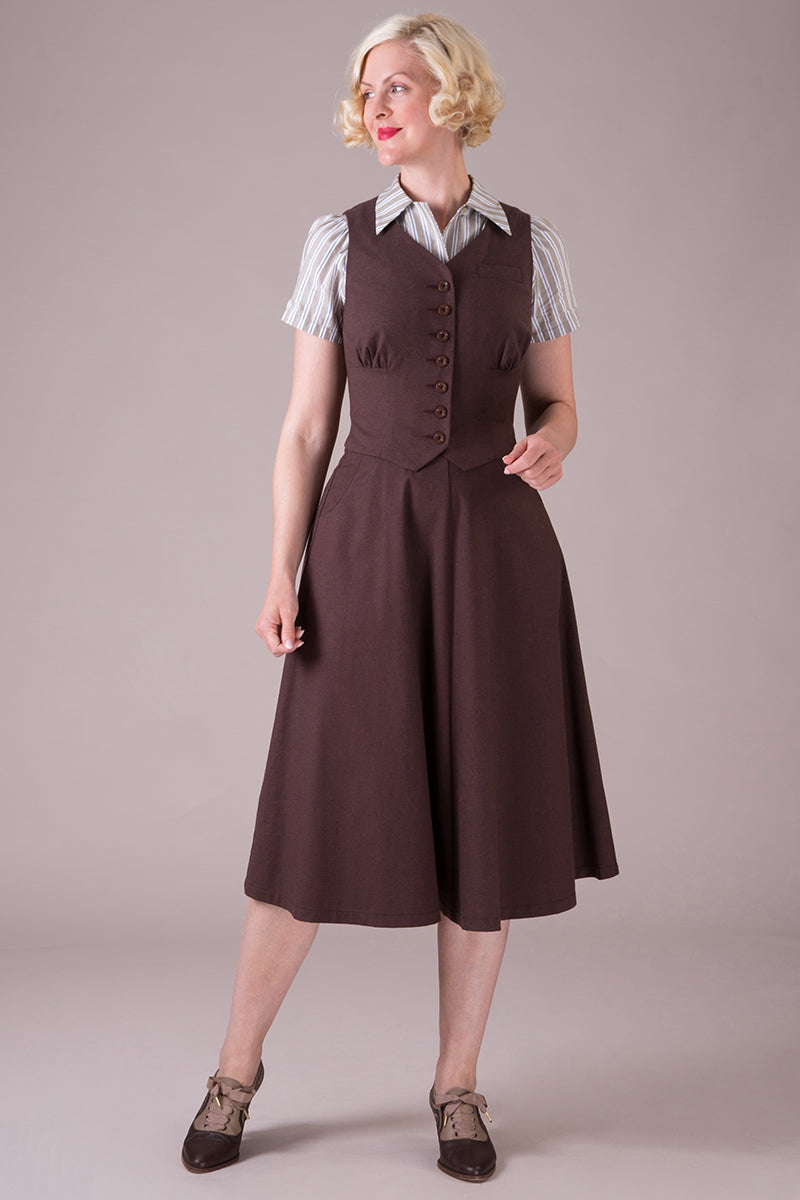 The gentlewoman waistcoat - Chocolate cotton