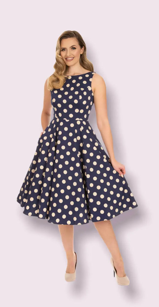 Mia Polka Dot Swing Dress - blue - Dotty&Dan