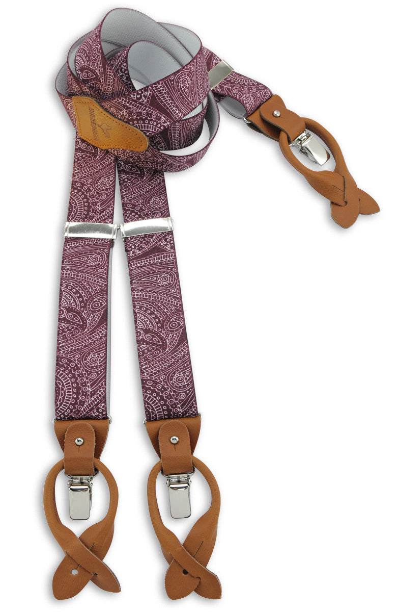 Deluxe Hosenträger & Fliege Paisley - mauve
